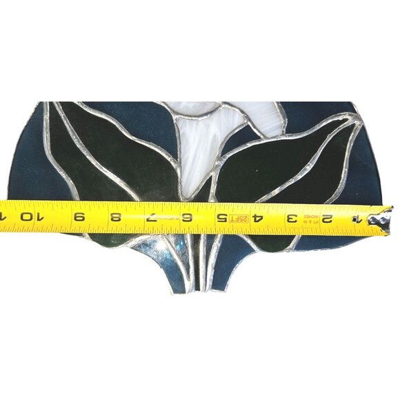 Stained Glass Art Suncatcher White Calla Lilly 7" x 6.5"   Window Hanging - Picture 3 of 3